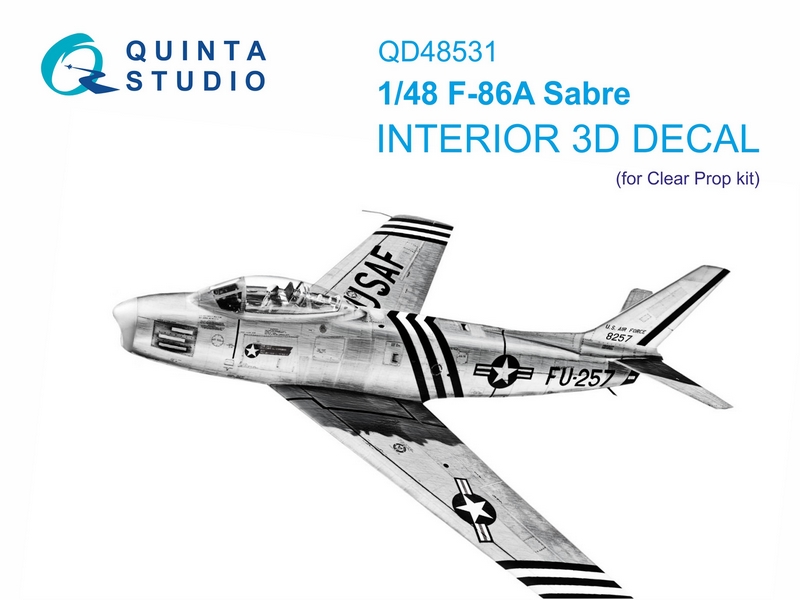 QD48531  декали  3D Декаль интерьера для F-86A Sabre (Clear prop)  (1:48)