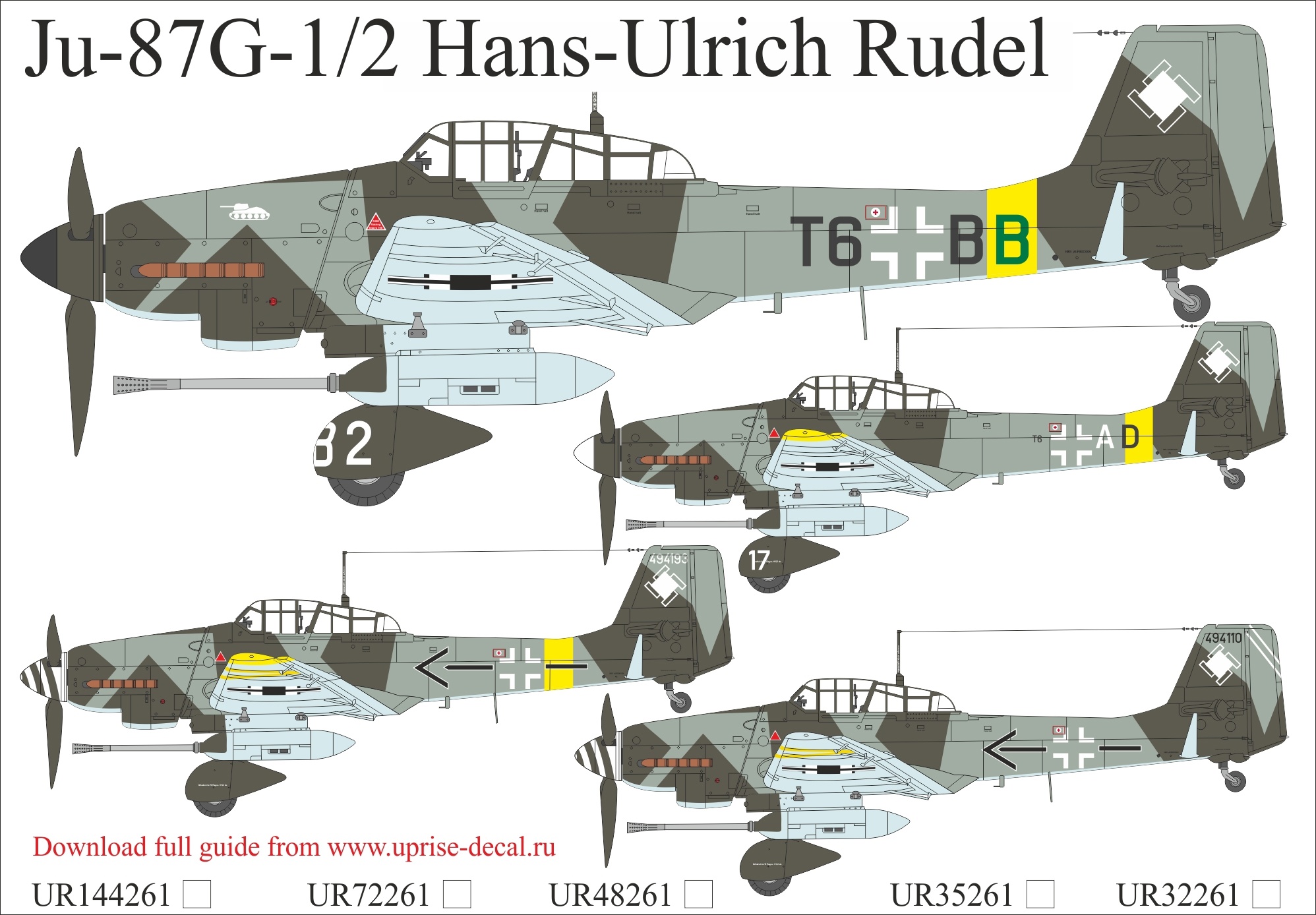 UR72261  декали  Ju-87G-1/2 Hans Ulrich Rudel  (1:72)