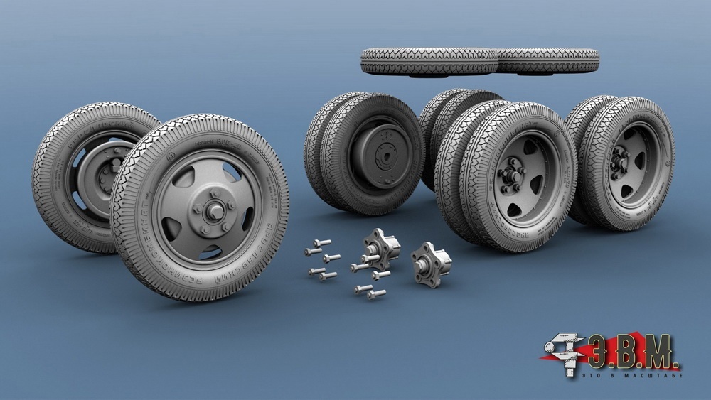 RS35078  дополнения из смолы  Г@З-ААА/БА-3-6-10 колеса 6.00-20 "Резинообъединение"  (1:35)