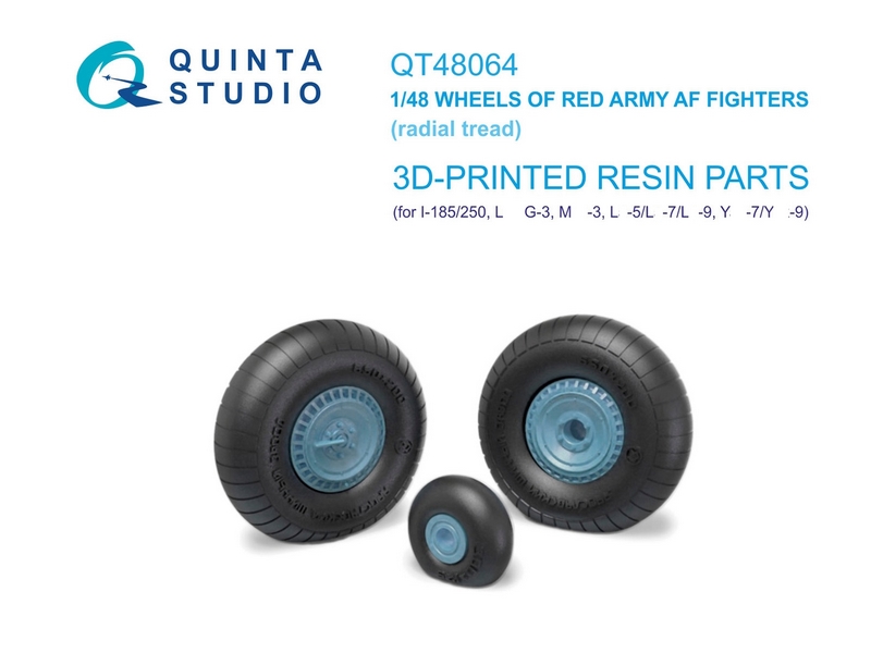 QT48064  дополнения из смолы  Колеса ЛаГГ-3, Л@-5/Л@-7/Л@-9, ОКБ Яковлева-7/-9, И-185/250 (1:48)
