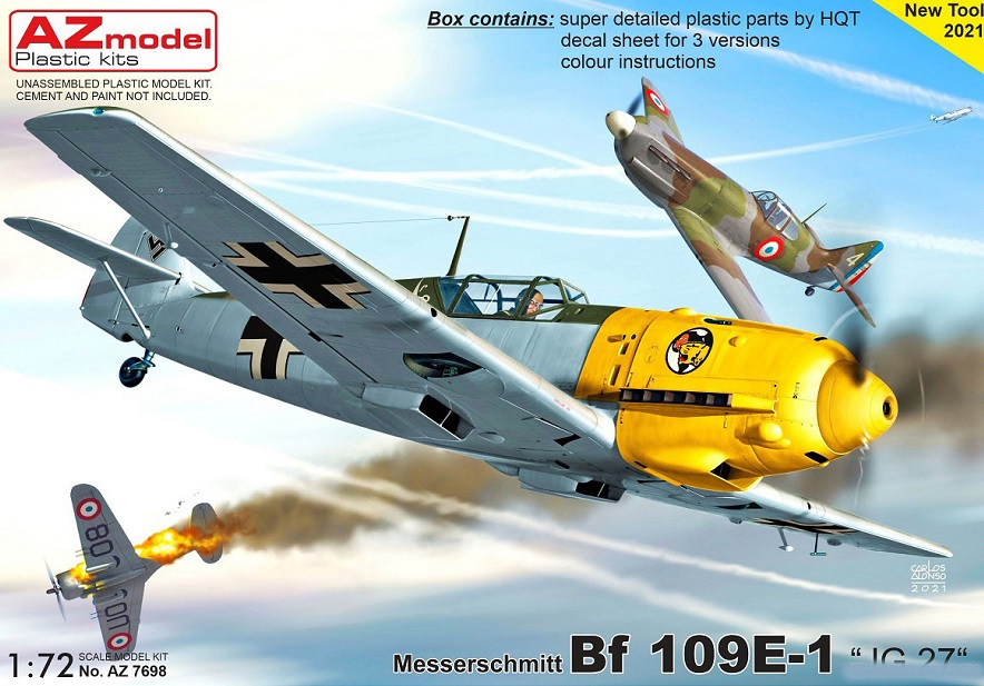 AZ7698  авиация  Messerschmitt Bf 109E-1 "JG.27"  (1:72)