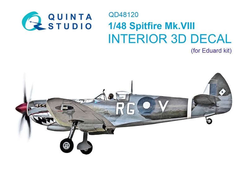QD48120  декали  3D Декаль интерьера кабины  Spitfire Mk.VIII (Eduard)  (1:48)