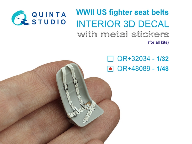 QR+48089  декали  Комплект ремней для истребителя США, ВМВ (с металлическими пряжками) (1:48)