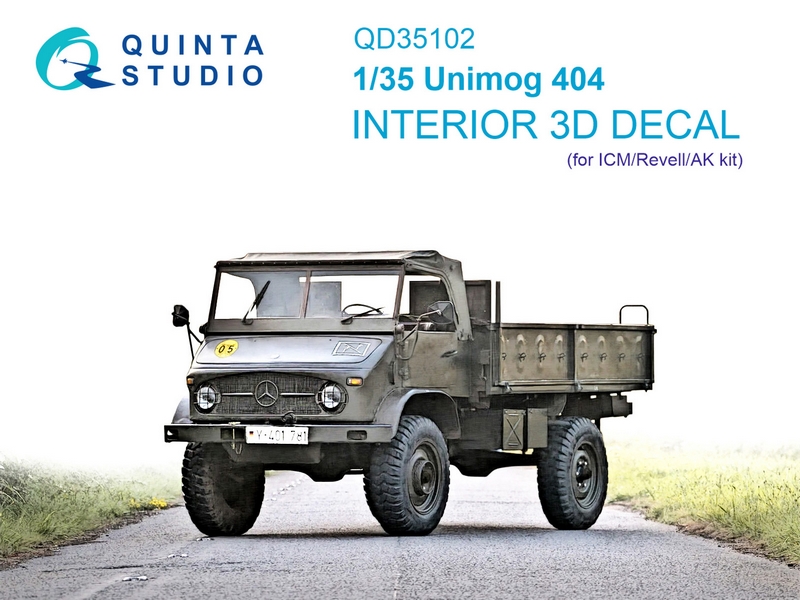 QD35102  декали  3D Декаль интерьера кабины Unimog 404 (ICM)  (1:35)