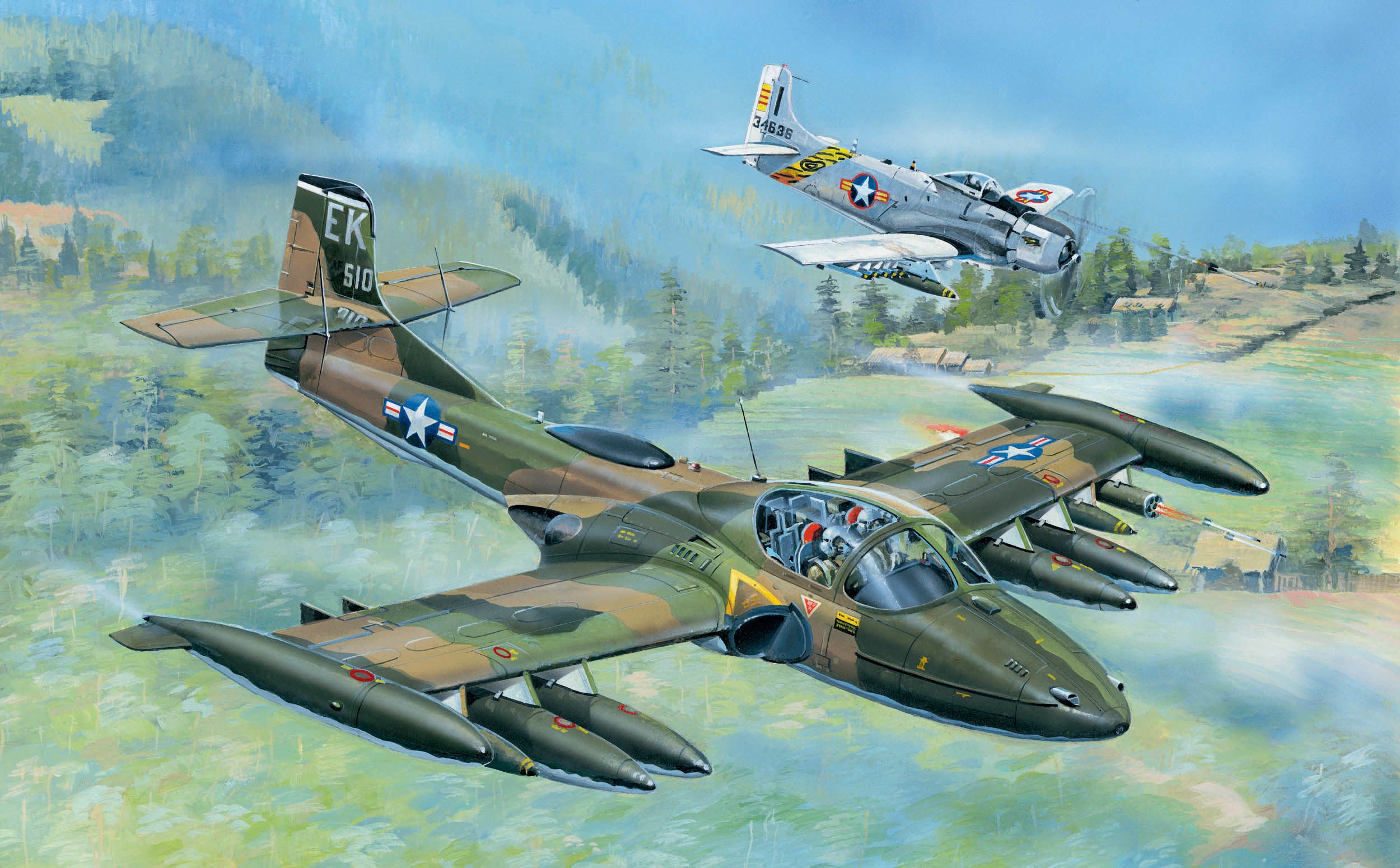 02888  авиация  US A-37A Dragonfly Light Ground-Attack Aircraft  (1:48)