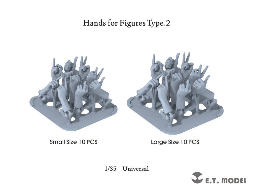 P35-326  дополнения из смолы  Hands For Figures Type 2 (Universal)  (1:35)