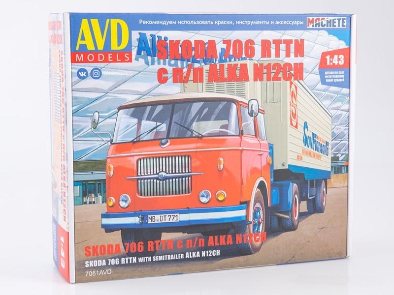7081AVD  автомобили и мотоциклы  SKODA 706 RTTN с п/п ALKA N12CH  (1:43)