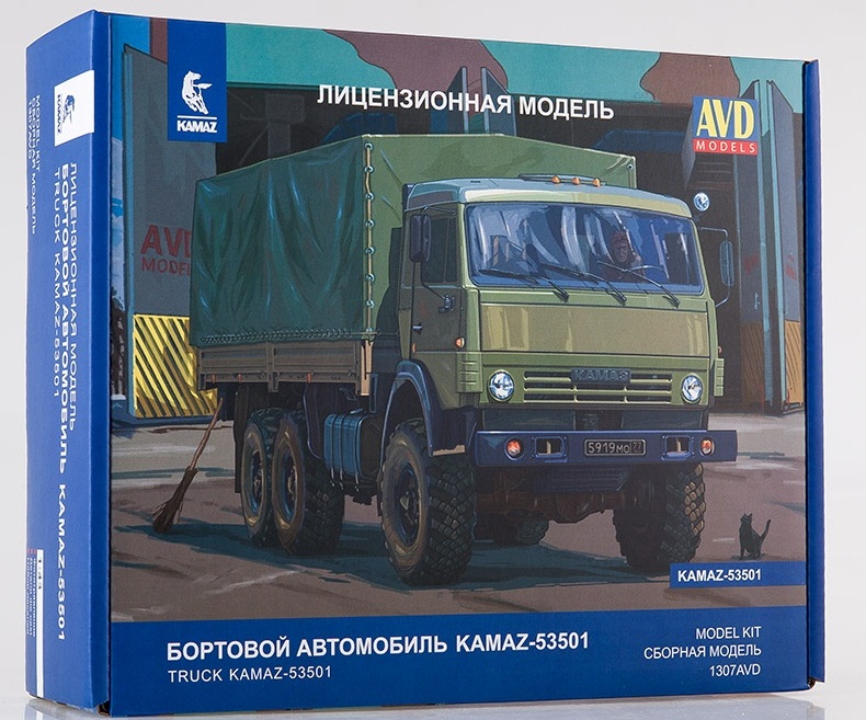 1307AVD  автомобили и мотоциклы  Бортовой KAMAZ-53501  (1:43)