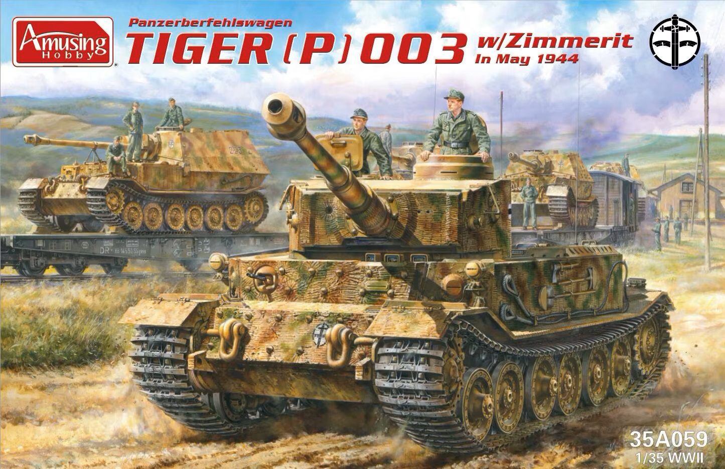 35A059  техника и вооружение  Panzerbefehlswagen Tiger (P) 003 w/Zimmerit in May 1944  (1:35)