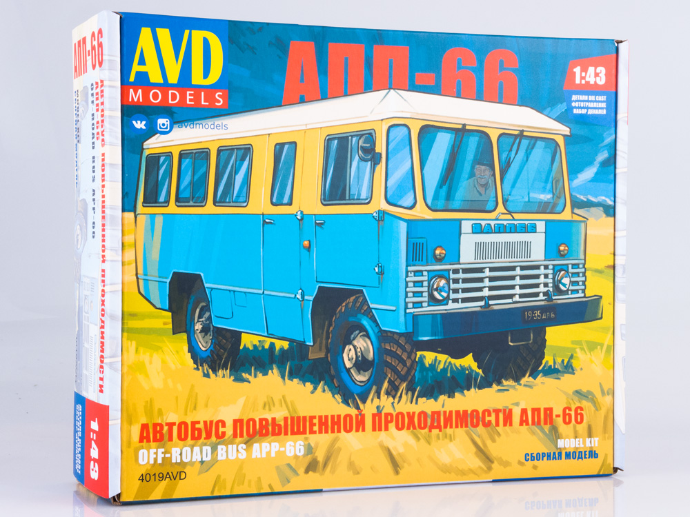 4019AVD  автомобили и мотоциклы  Автобус повышенной проходимости АПП-66  (1:43)