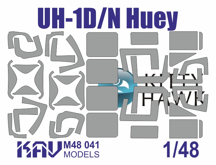 KAV M48 041  инструменты для работы с краской  Окрасочная маска на UH-1D/N (Kitty hawk)  (1:48)