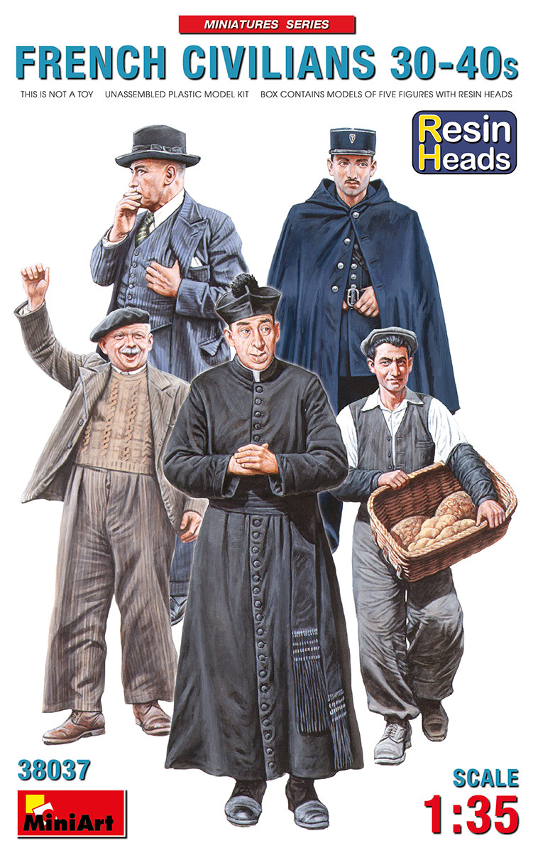 38037  фигуры  FRENCH CIVILIANS ’30-’40s. RESIN HEADS  (1:35)