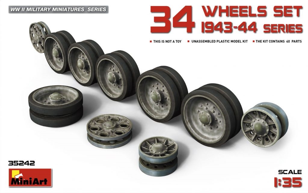 35242  дополнения из пластика  Танк-34 WHEELS SET 1943-44 series  (1:35)