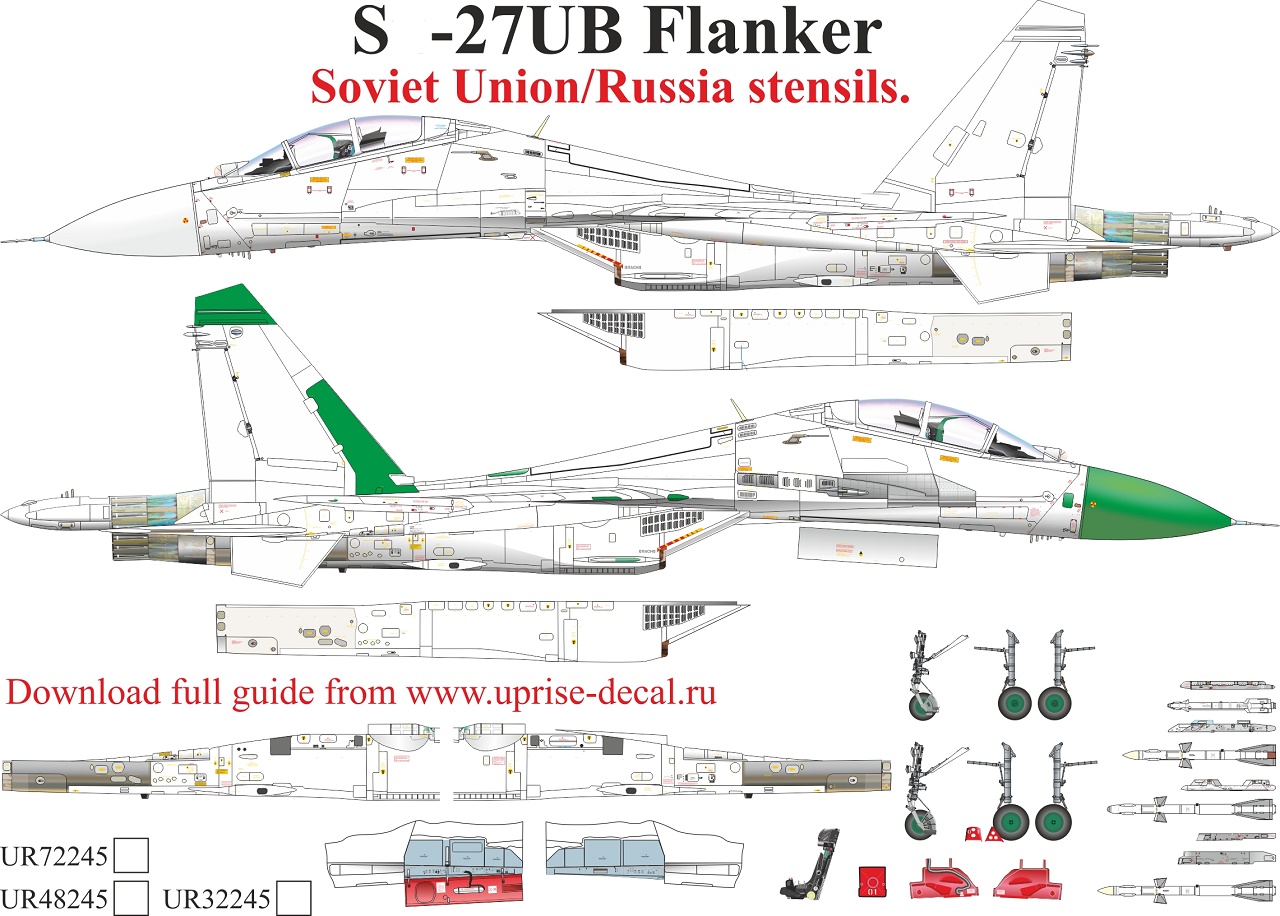 UR48245  декали  S-27UB Flanker stencils  (1:48)