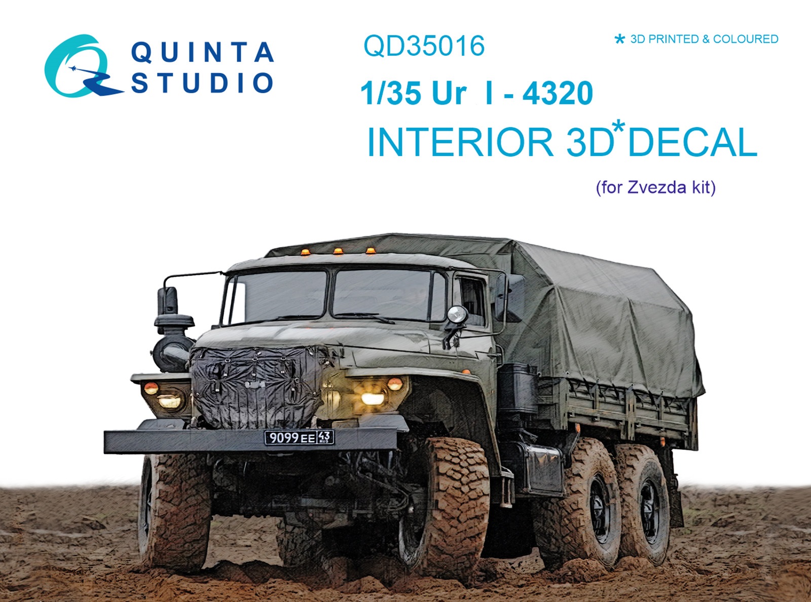 QD35016  декали  3D Декаль интерьера кабины Ур@л-4320 (Звезда)  (1:35)