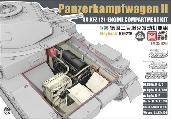 LM-35026  дополнения из смолы  Pz II Sd.Kfz.121 Engine Compartment kit Maybach HL62TR  (1:35)