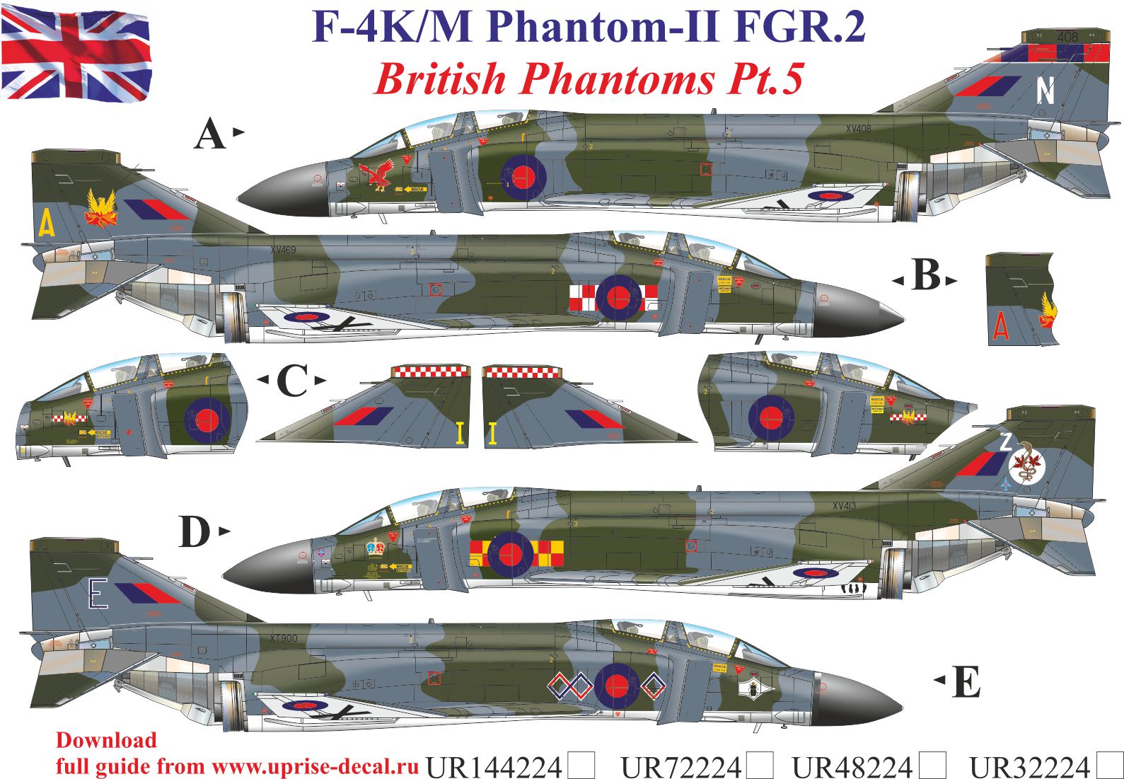 UR72224  декали  F-4M Phantom-II FGR.2, British Phantoms Pt.5  (1:72)
