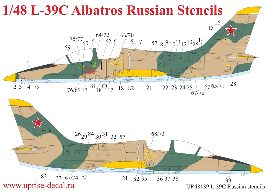 UR48139  декали  L-39C Albatros Russian Stencils  (1:48)