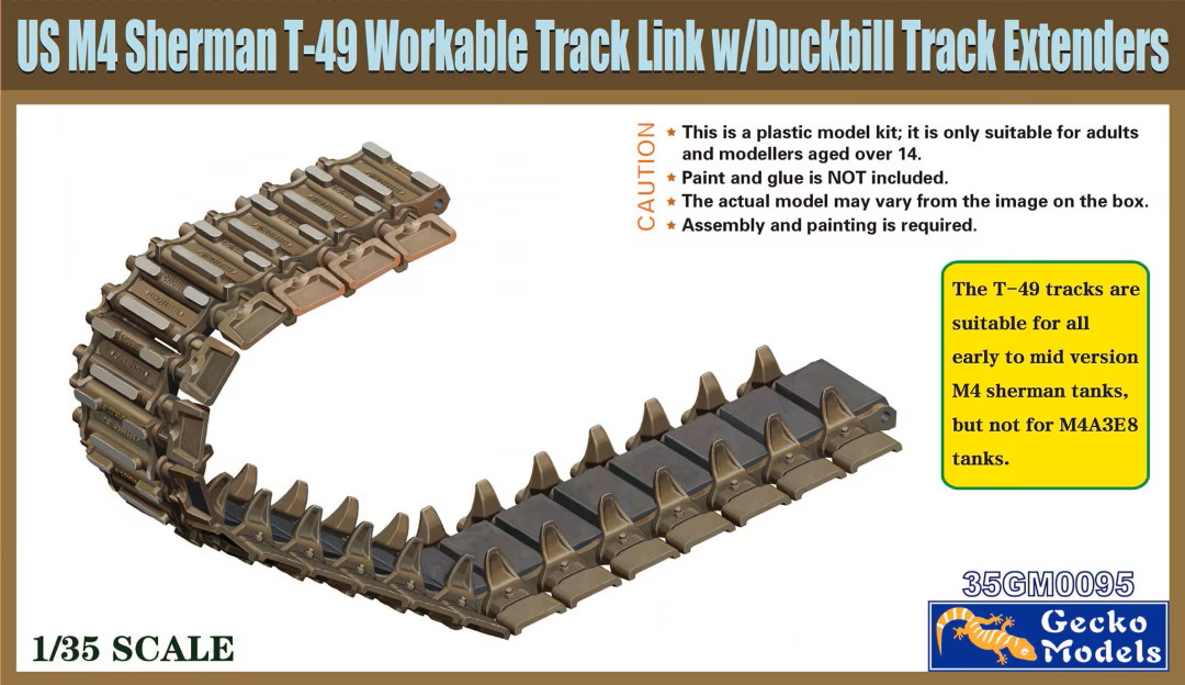 35GM0095  траки наборные  US M4 Sherman T-49 Workable Track Link w/ Duckbill  (1:35)
