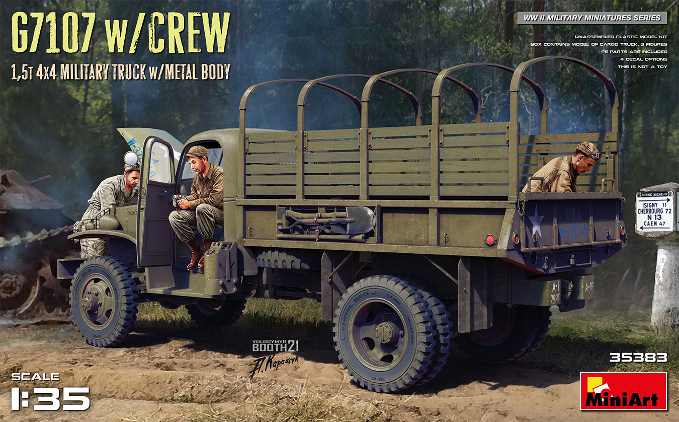35383  техника и вооружение  G7107 w/CREW 1,5t 4X4 CARGO TRUCK w/METAL BODY  (1:35)