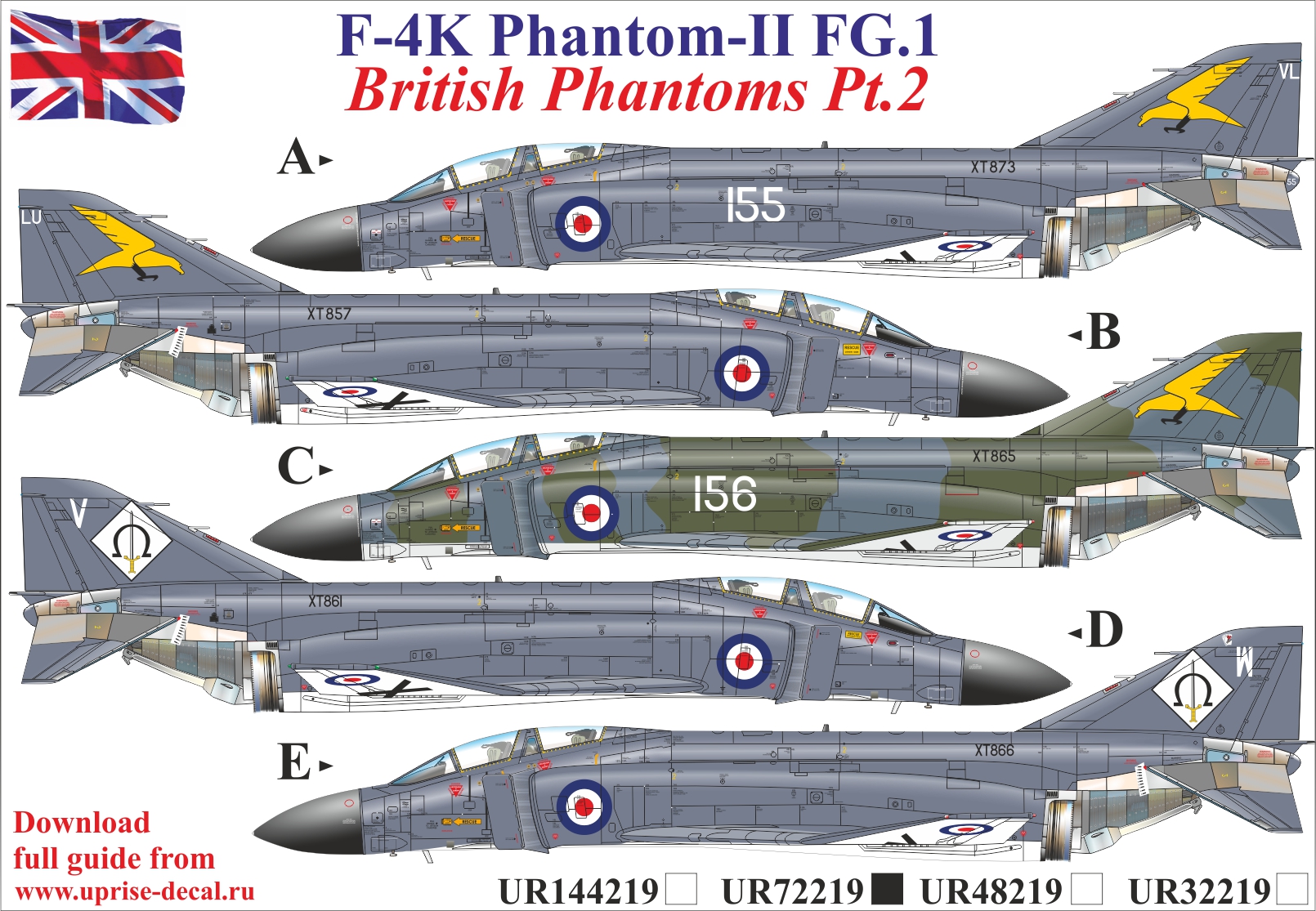 UR72219  декали  F-4K Phantom-II FG.1, British Phantoms Pt.2  (1:72)