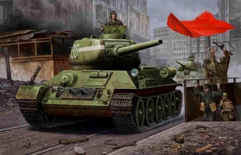 84809  техника и вооружение  Russian Танк-34/85 tank (model 1944 angle-jointed turret)  (1:48)