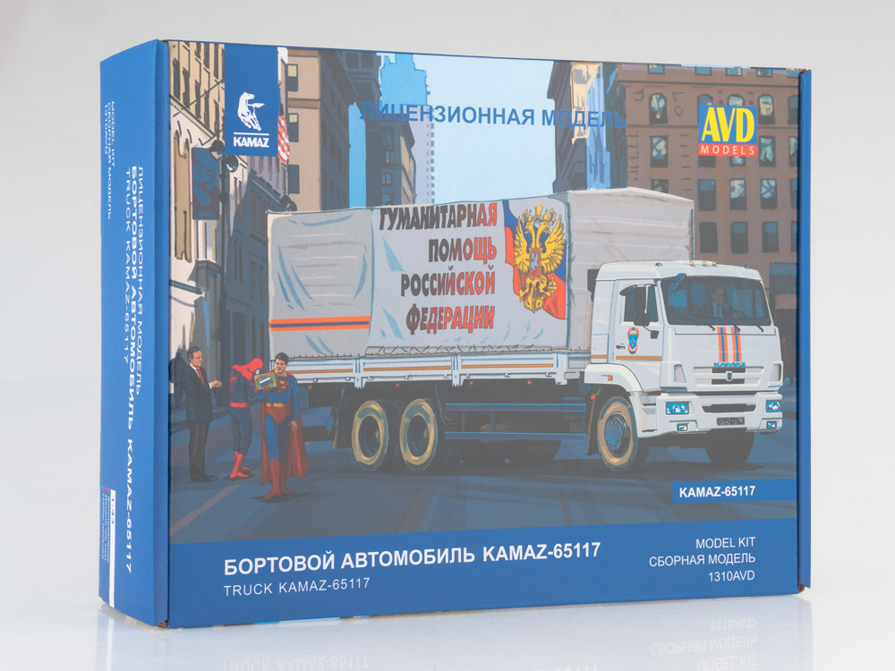 1310AVD  автомобили и мотоциклы  Бортовой KAMAZ-65117 бортовой с тентом (рестайлинг)  (1:43)