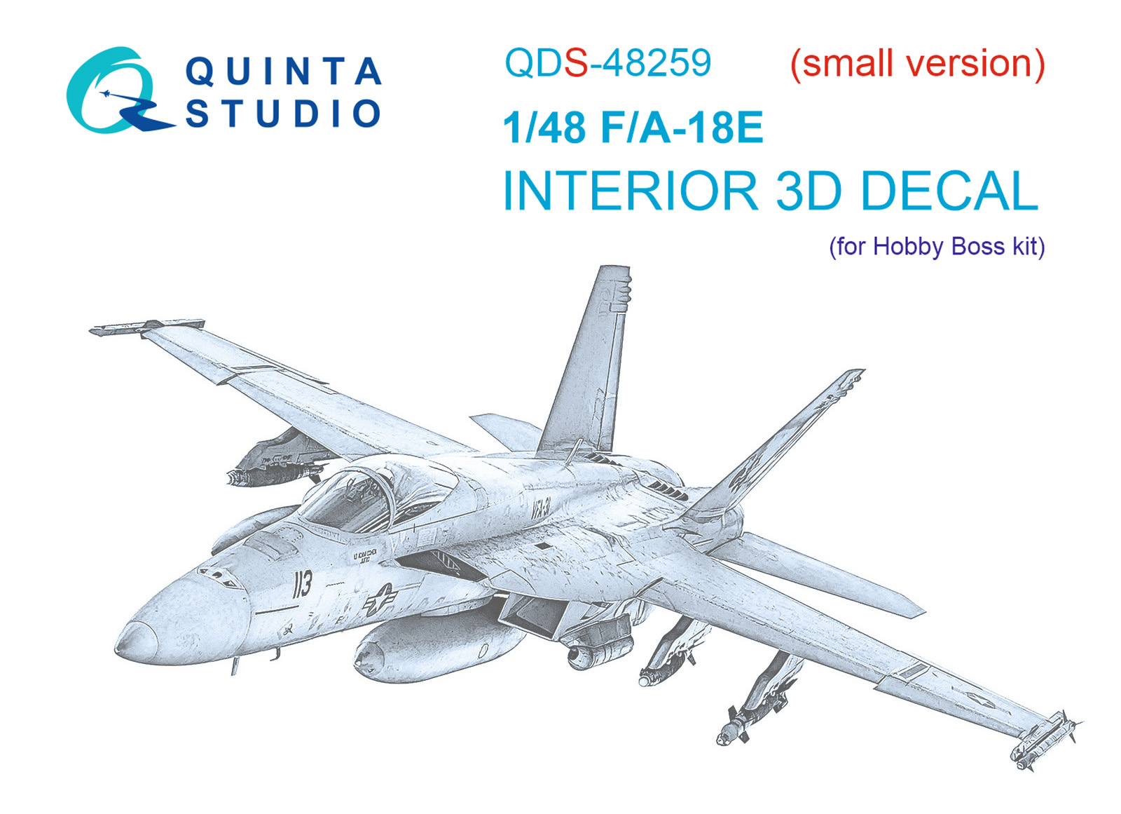 QDS-48259  декали  3D Декаль интерьера кабины F/A-18E (HobbyBoss) (малая версия)  (1:48)
