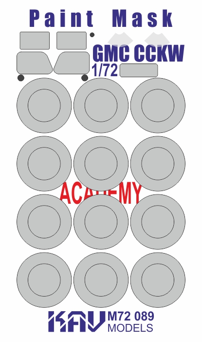 KAV M72 089  инструменты для работы с краской  Окрасочная маска на GMC CCKW (Academy)  (1:72)