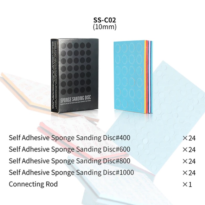 SS-C02  ручной инструмент Набор шлифовальных дисков + насадка 10мм #400-1000 (96 шт.)