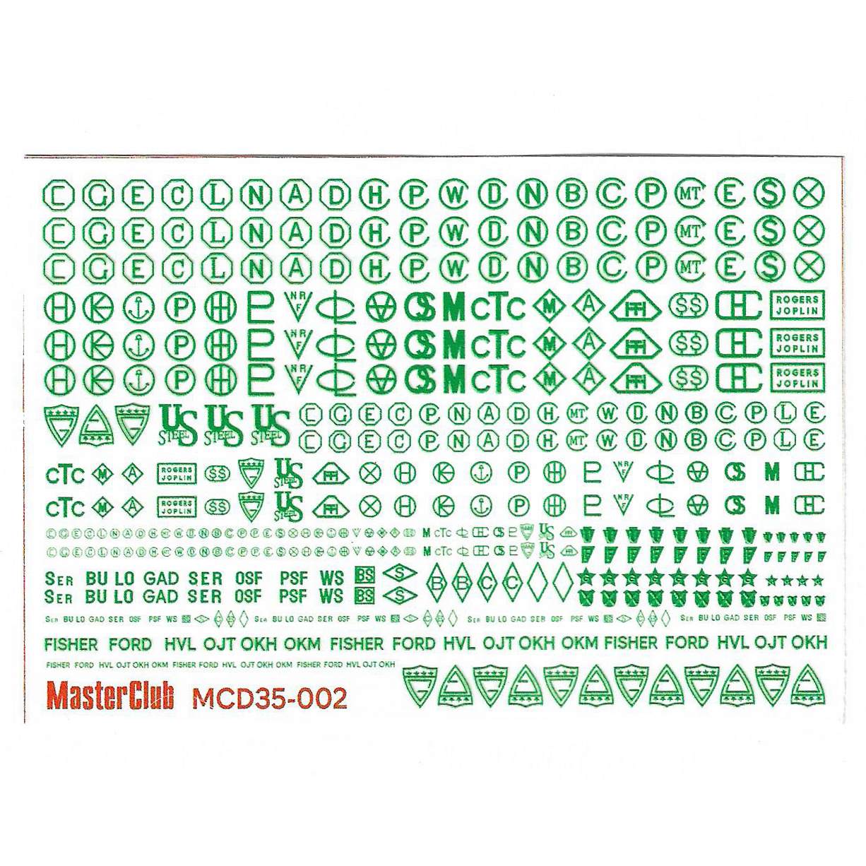 MCD35-002  декали  Литейные символы/номера БТТ производства США (WWII)  (1:35)
