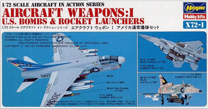 35001  дополнения из пластика  Aircraft Weapons: I U.S. Bombs & Rocket Launchers  (1:72)