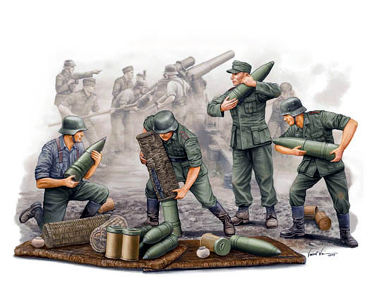 00426  фигуры  German s.FH 18 Field Howitzer Gun Crew/Ammo Supplied Team  (1:35)