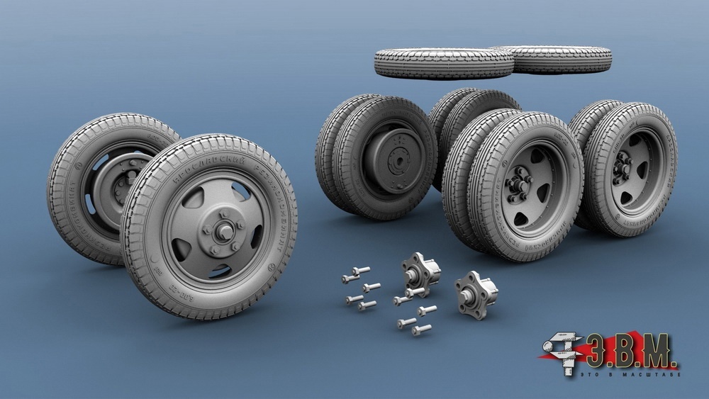 RS35092  дополнения из смолы  Г@З-ААА/БА-3-6-10 колеса 6.50-20 "ЯШЗ"  (1:35)