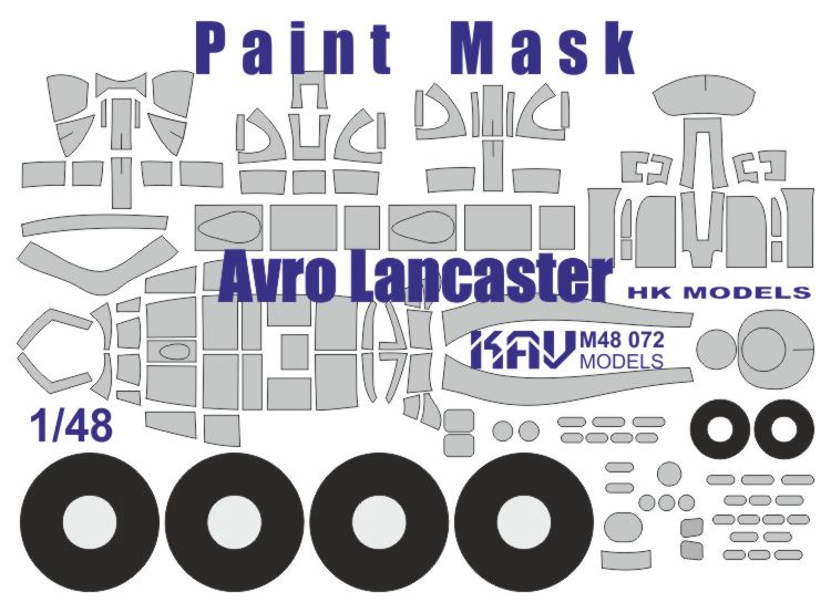 KAV M48 072  инструменты для работы с краской  Маска Avro Lancaster B Mk.I (HK Models)  (1:48)