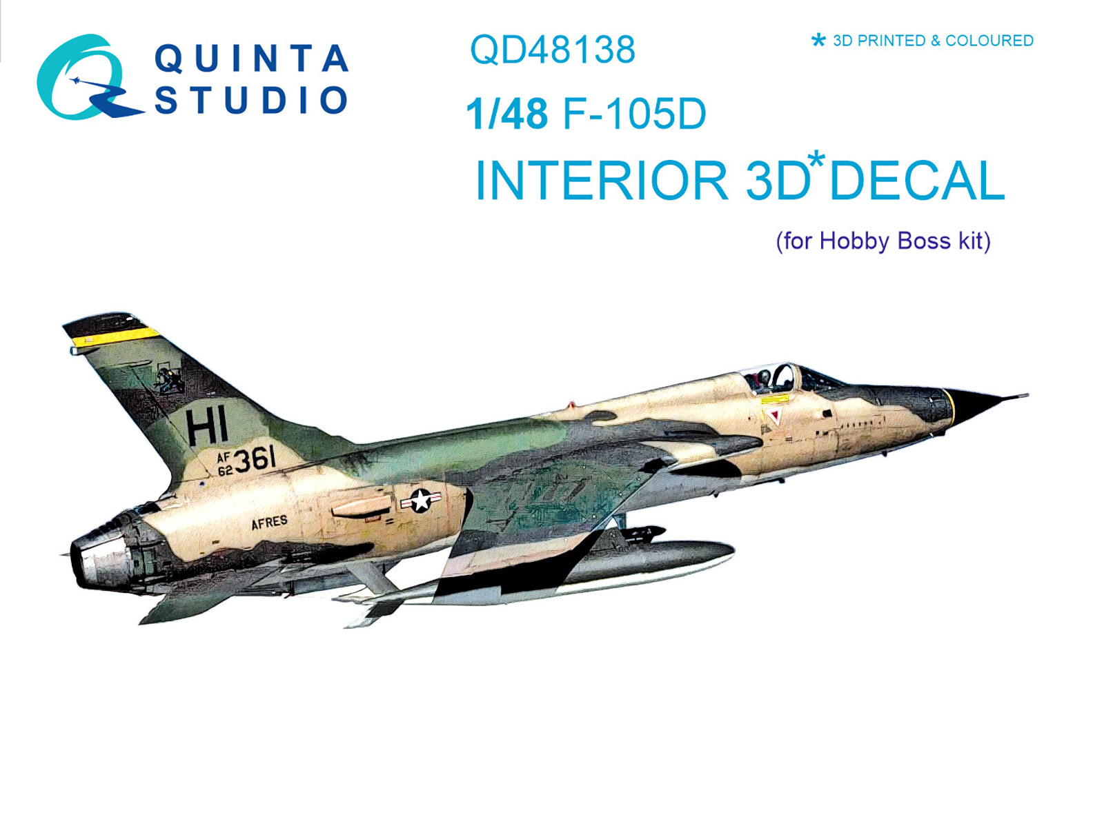 QD48138  декали  3D Декаль интерьера кабины F-105D (HobbyBoss)  (1:48)