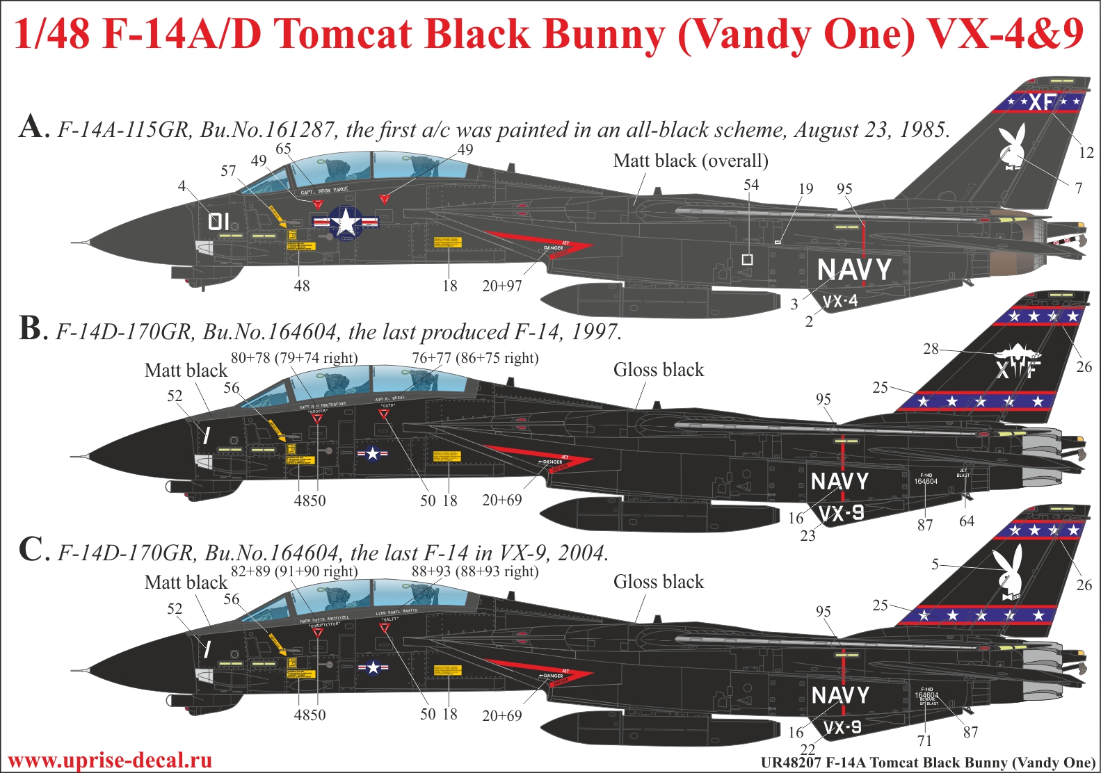 UR48207  декали  F-14A/D Tomcat Black Bunny  (1:48)