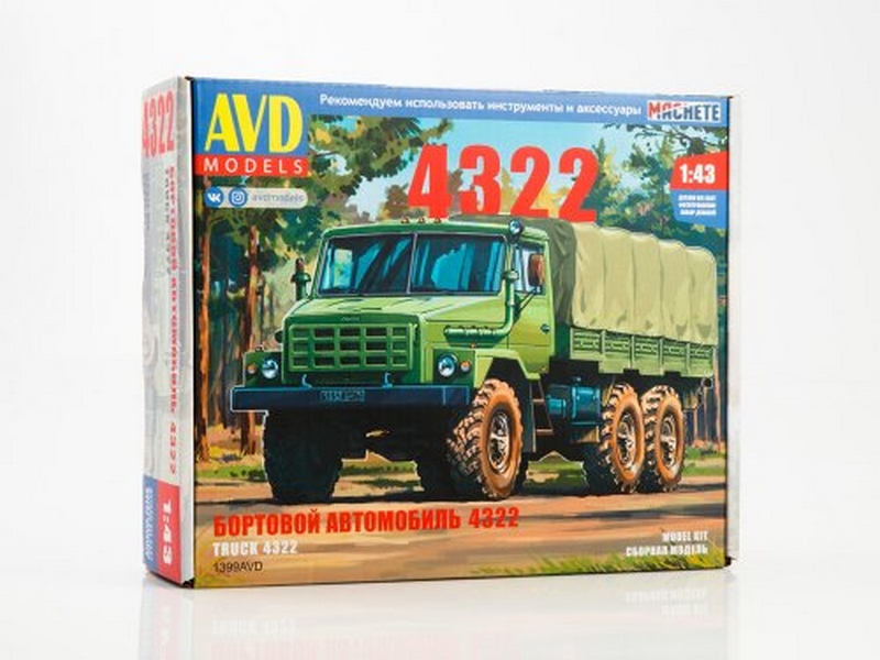 1399AVD  автомобили и мотоциклы  Бортовой автомобиль 4322 тент (1:43)