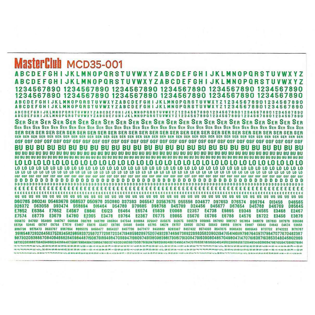 MCD35-001  декали  Литейные номера БТТ, объёмная декаль  (1:35)