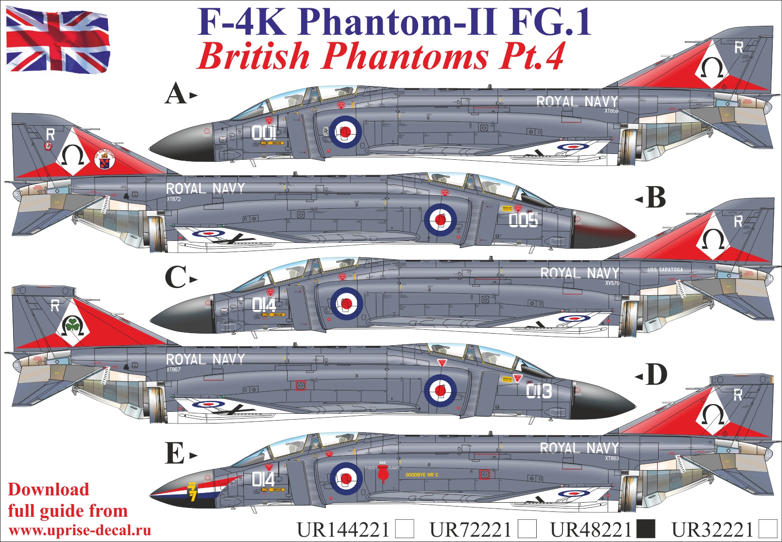 UR48221  декали  F-4K Phantom-II FG.1, British Phantoms Pt.4  (1:48)