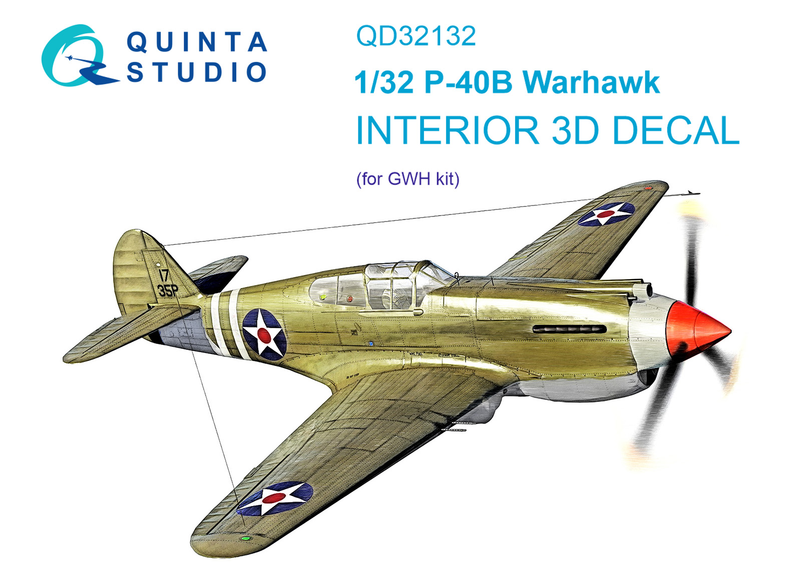 QD32132  декали  3D Декаль интерьера кабины P-40B (GWH)  (1:32)