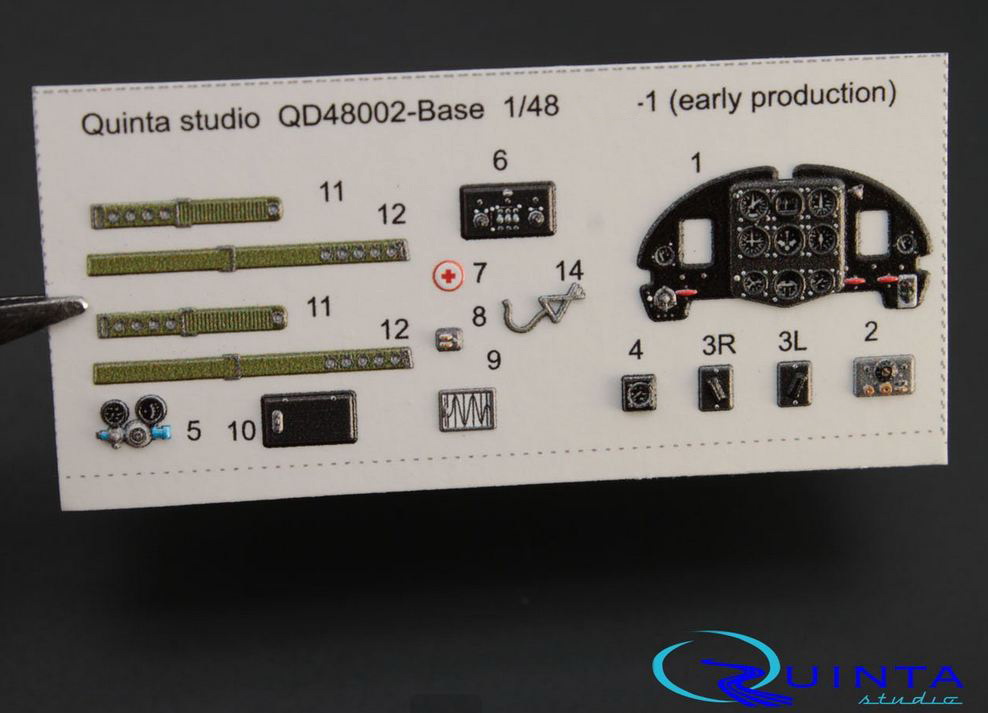 QD48002-Base  декали  3D Декаль интерьера кабины Я-1 ранний (Моделсвит/ЮФ)  (1:48)