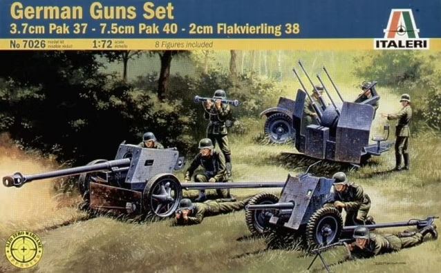 7026  техника и вооружение  3.7cm Pak 37 - 7.5cm Pak 40 - 2cm Flakvierling 38  (1:72)
