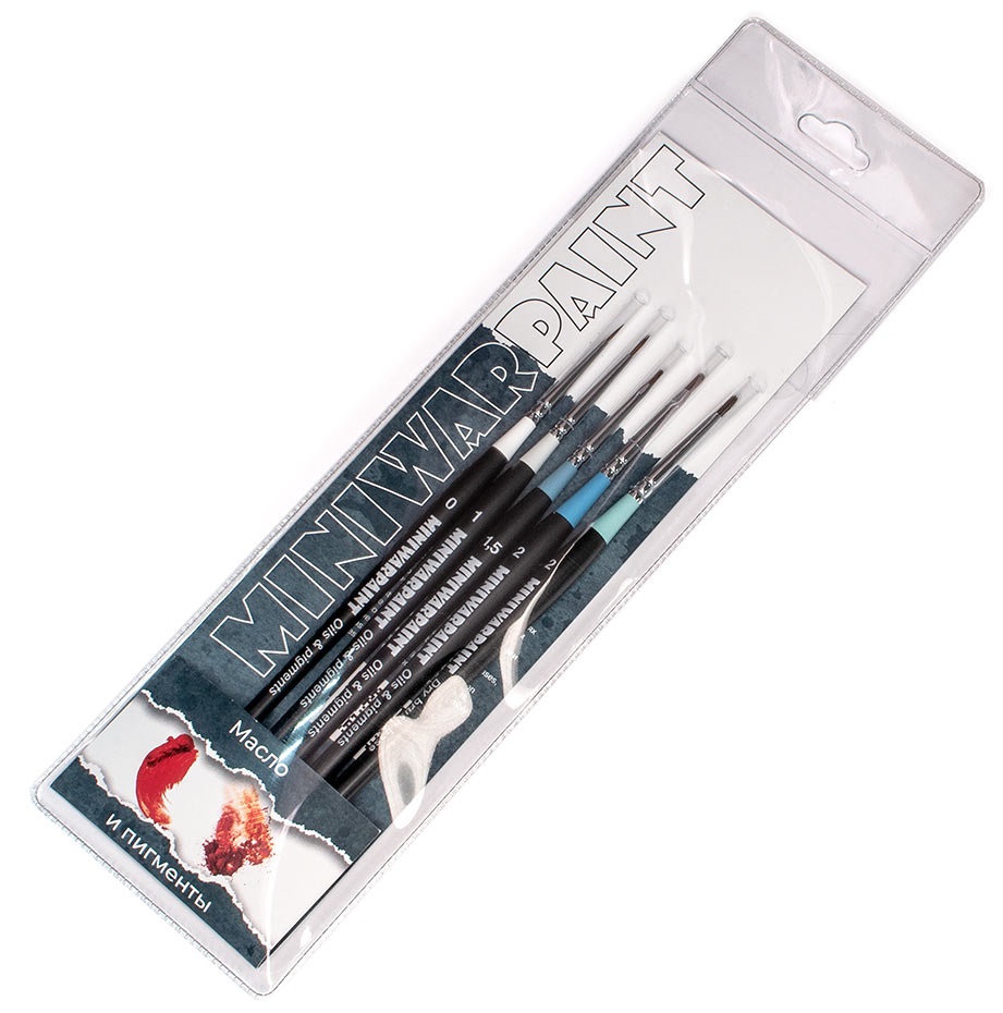 T-123  кисти  Набор "Для масла и пигментов" в пакете 5 кистей