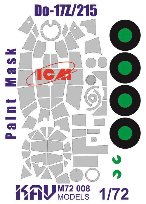 KAV M72 008  инструменты для работы с краской  Окрасочная маска Do-17Z/215 (ICM)  (1:72)
