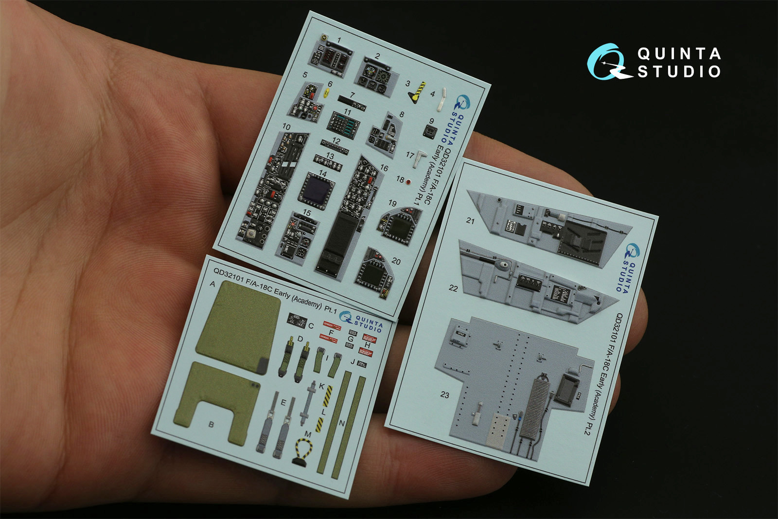 QD32101  декали  3D Декаль интерьера кабины F/A-18C Early (Academy)  (1:32)