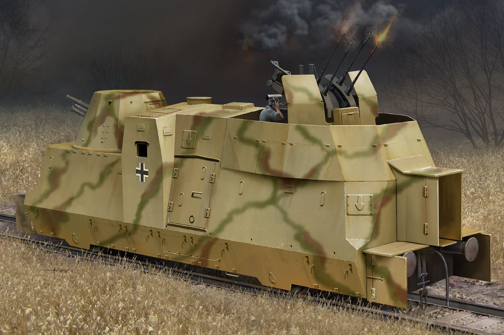 82925  техника и вооружение  броневагон  German Kanonen und Flakwagen of BP42  (1:72)