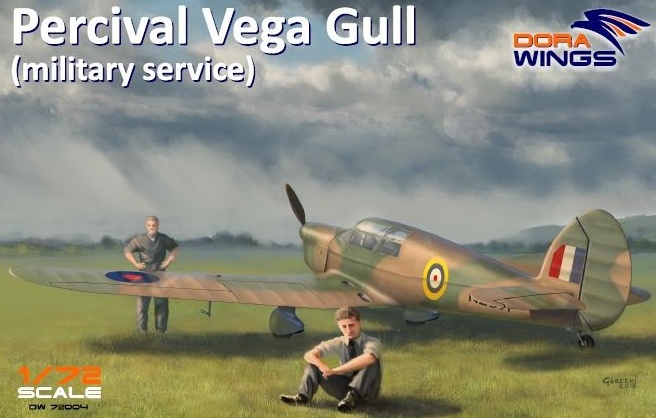DW72004  авиация  Туристический самолет Percival Vega Gull "military service"  (1:72)
