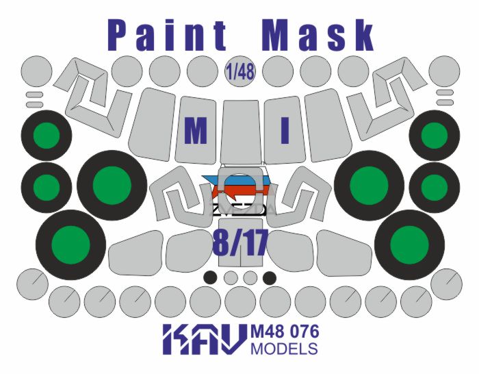 KAV M48 076  инструменты для работы с краской  Окрасочная маска на М-8/17 Hip (Звезда)  (1:48)