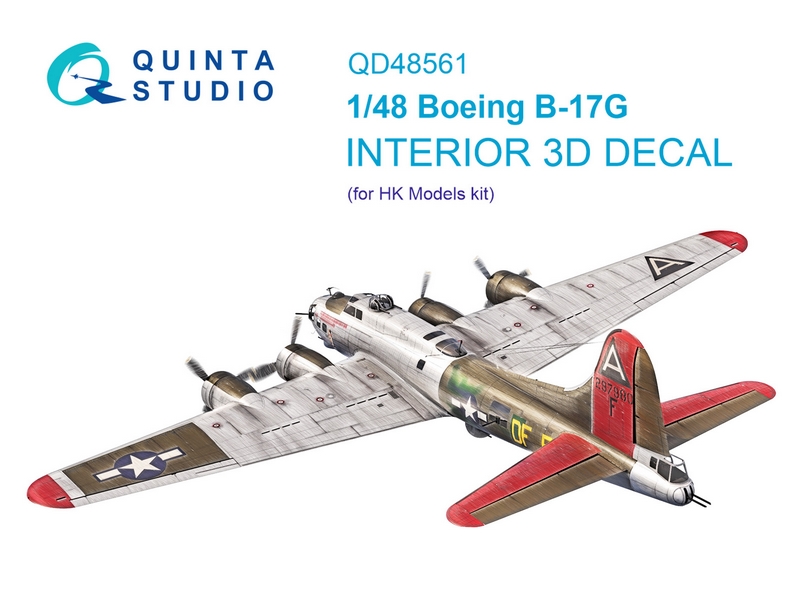 QD48561  декали  3D Декаль интерьера кабины Boeing B-17G (HK models)  (1:48)